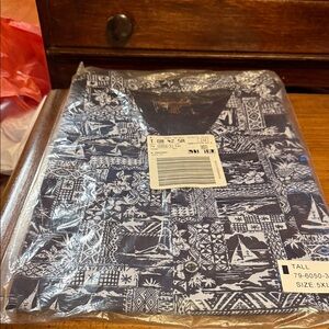 Navy and White Hawaiian Shirt